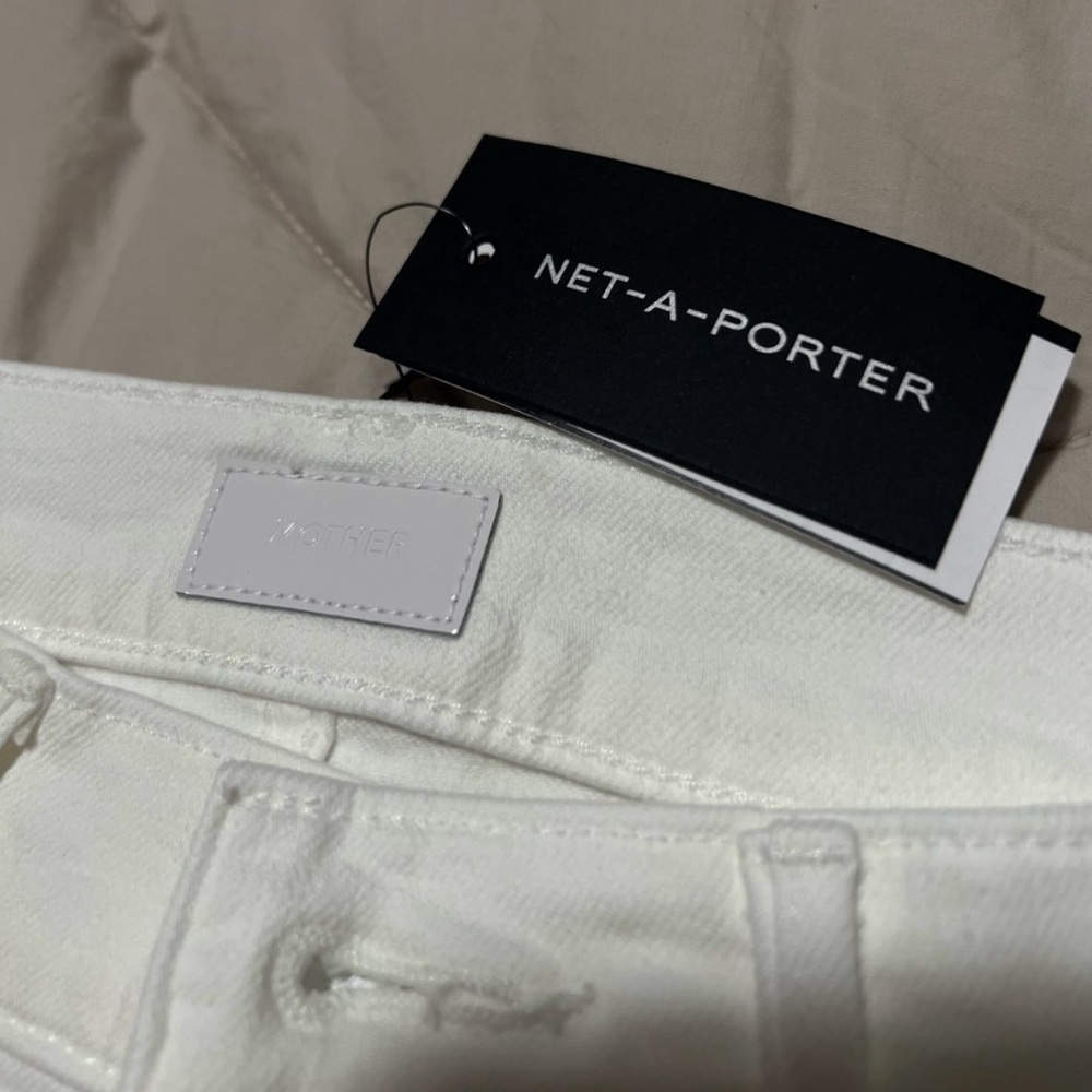 MOTHER Mid Rise Dazzler Ankle Fray 25 White Fairest of Them All Denim Jeans NWT - Picture 4 of 6